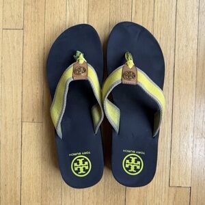 Tory Burch Rubber and Canvas Flip Flops